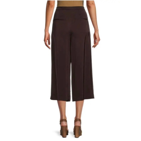 Vince Satin Pleated Front Wide Leg Crop Pants in Black Truffle Size 20 NWT - Picture 2 of 5